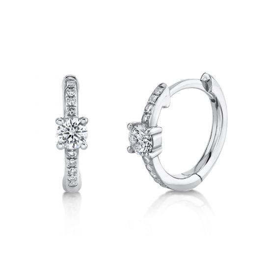 Shy Creation 14k Gold White 0.25Ct Diamond Huggie Earring