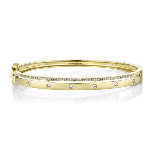 Shy Creation 14k Gold Yellow 0.34Ct Diamond Bangle