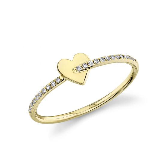 Shy Creation 14k Gold Yellow 0.07Ct Diamond Heart Ring