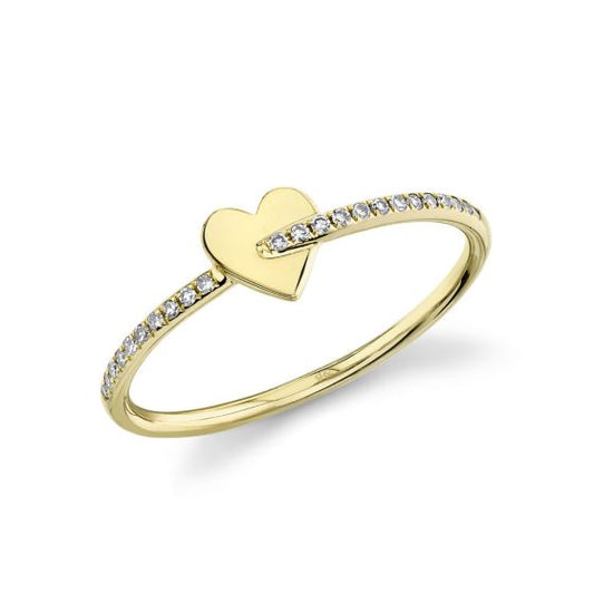 Shy Creation 14k Gold Yellow 0.07Ct Diamond Heart Ring