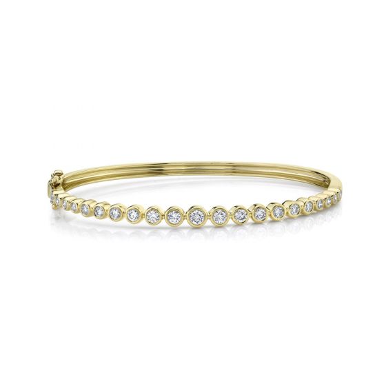 Shy Creation 14k Gold Yellow 1.07Ct Diamond Bezel Bangle