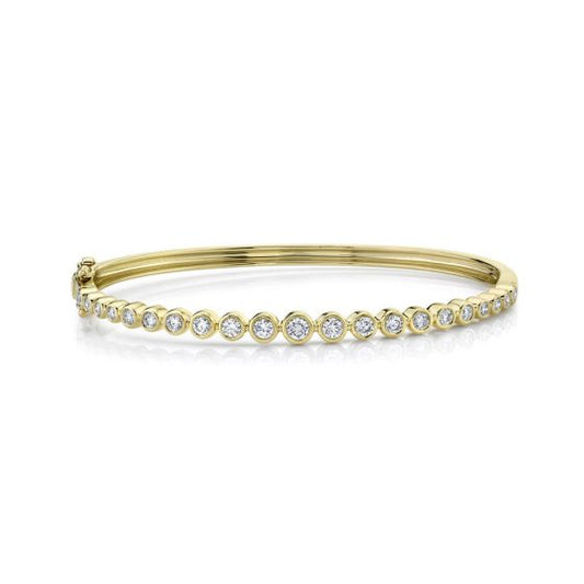 Shy Creation 14k Gold Yellow 1.07Ct Diamond Bezel Bangle