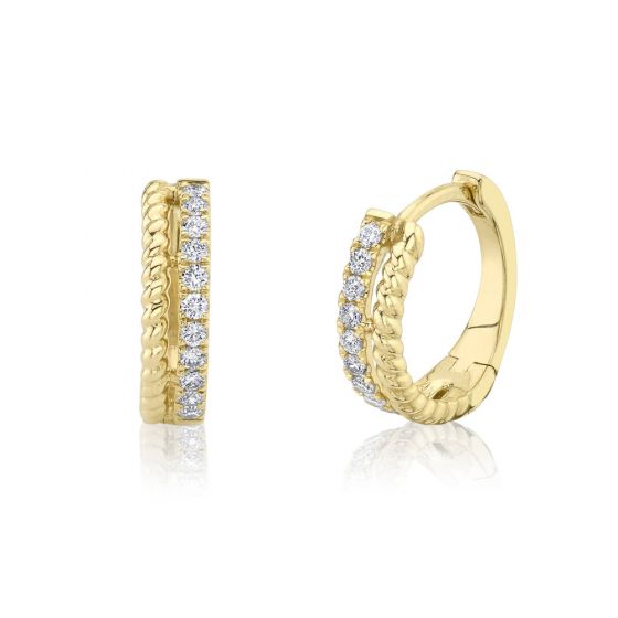 Shy Creation 14k Gold Yellow 0.19Ct Diamond Huggie Earring