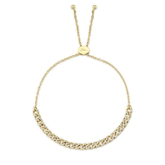 Shy Creation 14k Gold Yellow 0.36Ct Diamond Link Bolo Bracelet