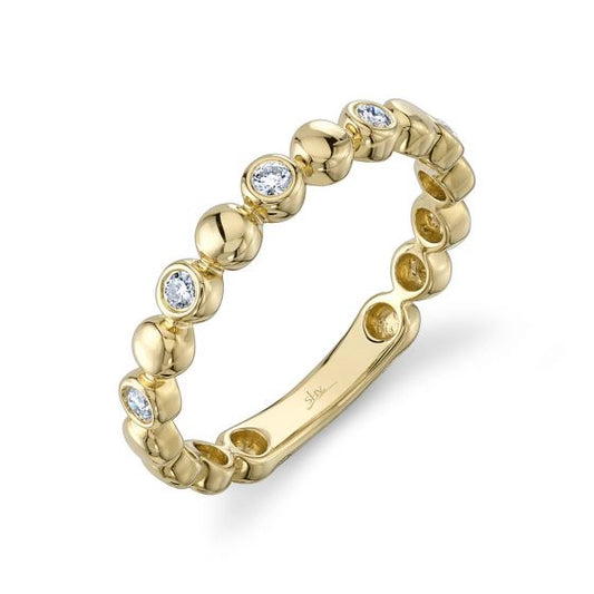 Shy Creation 14k Gold Yellow 0.12Ct Diamond Bezel Band