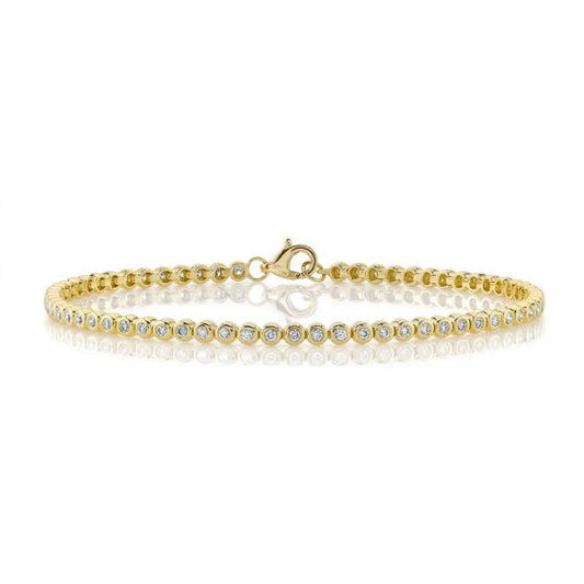 Shy Creation 14k Gold Yellow 0.64Ct Diamond Bezel Tennis Bracelet