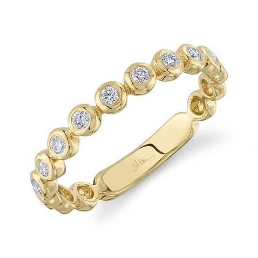 Shy Creation 14k Gold Yellow 0.17Ct Diamond Bezel Band