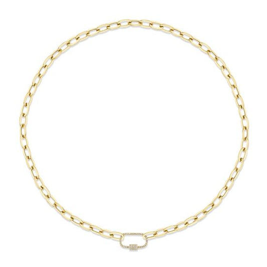 Shy Creation 14k Gold Yellow 0.23Ct Diamond Paper Clip Link Necklace