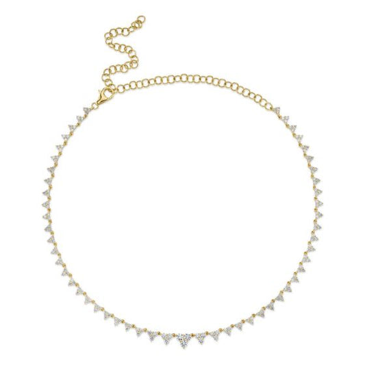 Shy Creation 14k Gold Yellow 4.08Ct Diamond Necklace