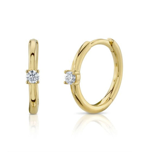 Shy Creation 14k Gold Yellow 0.08Ct Diamond Huggie Earring