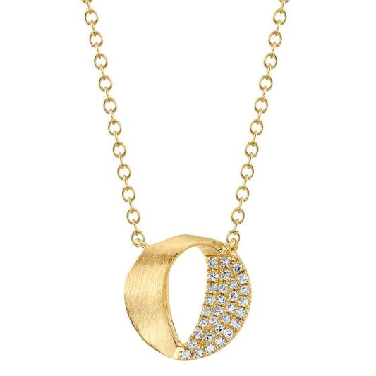 Shy Creation 14k Gold Yellow 0.07Ct Diamond Circle Necklace
