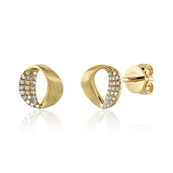 Shy Creation 14k Gold Yellow 0.09Ct Diamond Circle Stud Earring