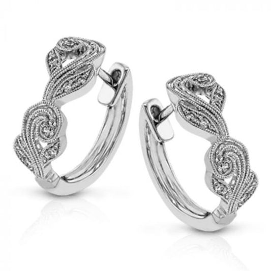 Simon G. 18k White Gold Trellis Hoop Earrings