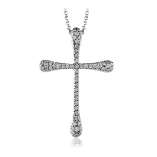 Simon G. 18k White Gold Diamond Cross Pendant