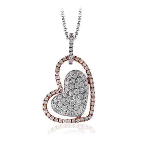 Simon G. 18k Two Tone Gold Diamond Heart Pendant