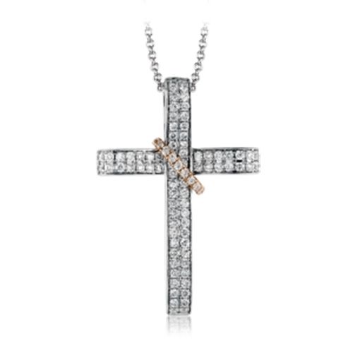 Simon G. 18k White Gold Diamond Cross Pendant
