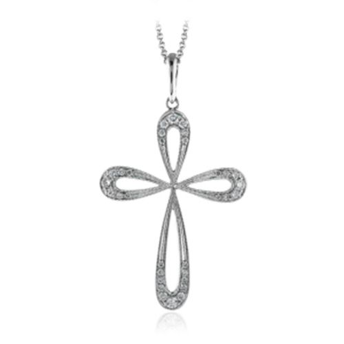 Simon G. 18k White Gold Diamond Cross Pendant