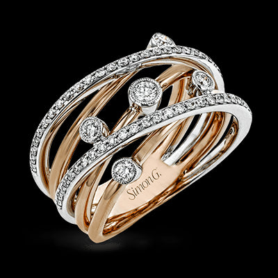 Simon G. 18k Rose & White Gold Clio Right Hand Ring, Size 7