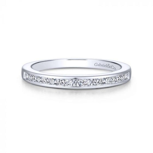 Gabriel & Co. 14k White Gold Contemporary Diamond Wedding Band