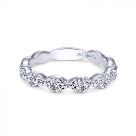 Gabriel & Co. 14k White Gold Contemporary Diamond Wedding Band