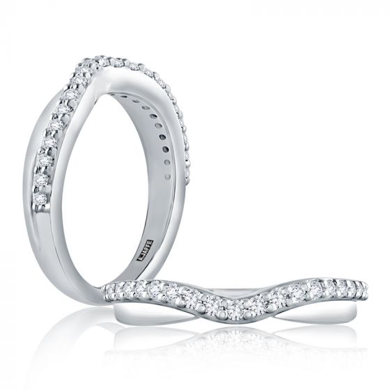 A. Jaffe Curved Diamond and Polished Anniversary Band