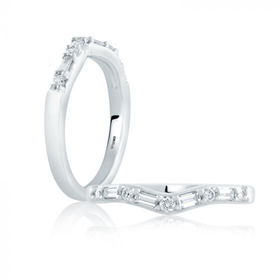 A. Jaffe Curved Alternating Baguette and Round Diamond Anniversary Band