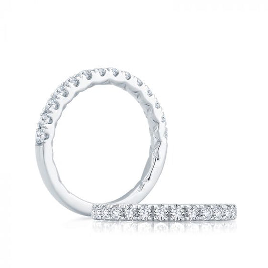 A. Jaffe Half Way French Pave Anniversary Band with A.JAFFE Signature Quilts Interior