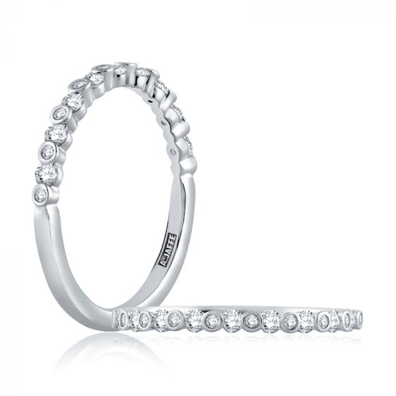 A. Jaffe Alternating Bezel Set Half Circle Stackable Band