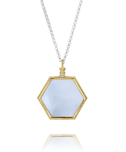 Vahan 14k Gold & Sterling Silver Black Onyx & Mother of Pearl Pendant