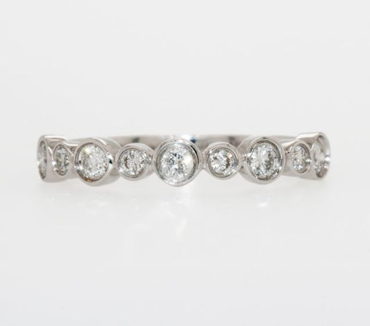 14K White Gold Bezel Set Diamond Wedding Band