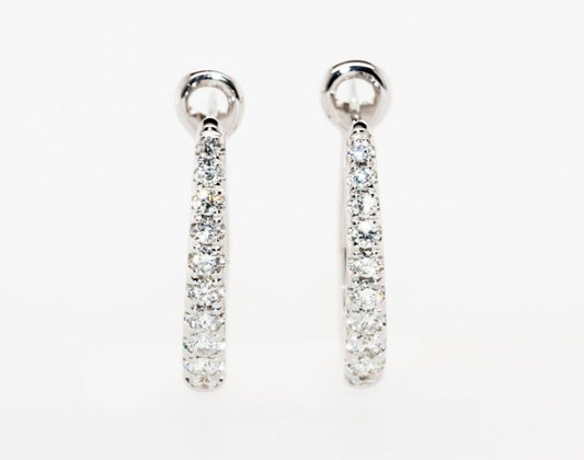 14K White Gold Diamond Hoop Earrings