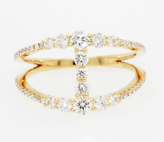 18K Yellow Gold Open Design Diamond Fashion Ring