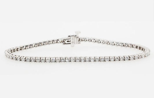 14K White Gold 2.00ct Diamond Line Tennis Bracelet, 7”