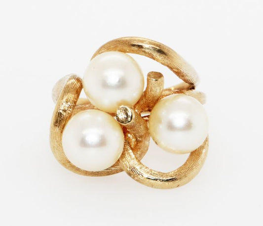 Estate 14K Yellow Gold Cultured Pearl Ring