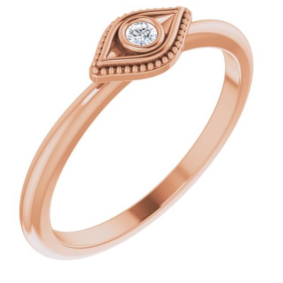 14K Rose Sapphire Stackable Evil Eye Ring