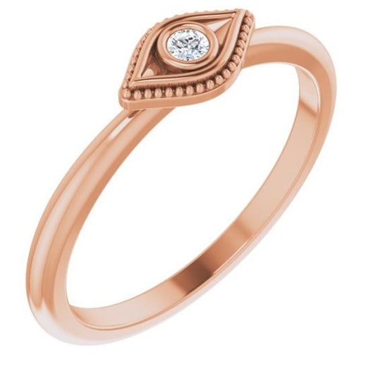14K Rose Sapphire Stackable Evil Eye Ring