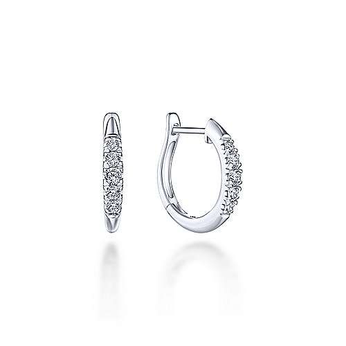 Gabriel & Co. 14K White Gold Classic Round 15mm Diamond Huggie Earrings