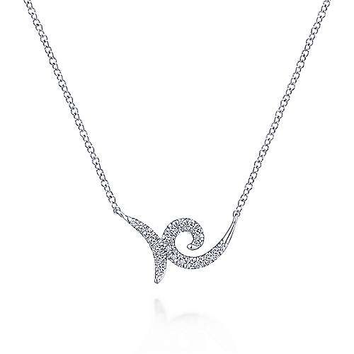 Gabriel & Co. 14K White Gold Swirling Pavé Diamond Pendant Necklace