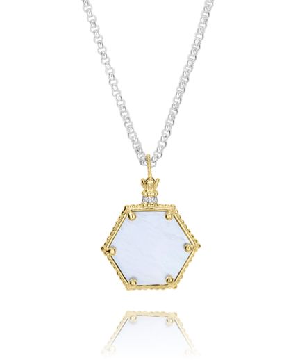 Vahan 14k Gold & Sterling Silver Black Onyx & Mother of Pearl Pendant