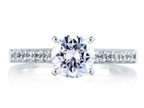 A. Jaffe 18k White Gold Cathedral Classic Engagement Ring