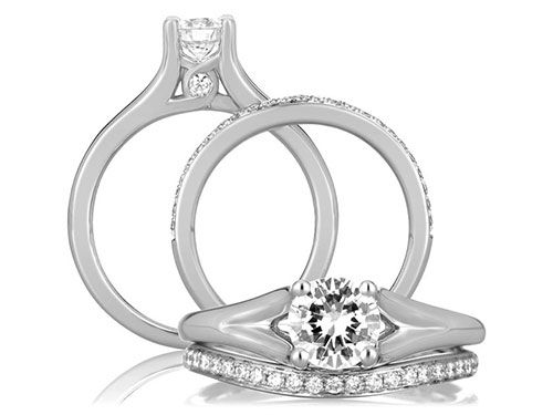 A. Jaffe 18k White Gold Split Shank Modern with Diamond Loop Set Profile Engagement Ring