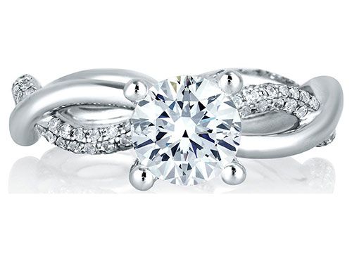 A. Jaffe 18k White Gold Vine Motif Diamond Engagement Ring