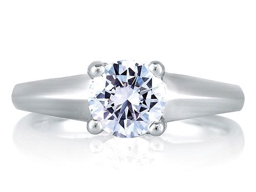 A. Jaffe 18k White Gold Solitaire Diamond Cross Over Engagement Ring