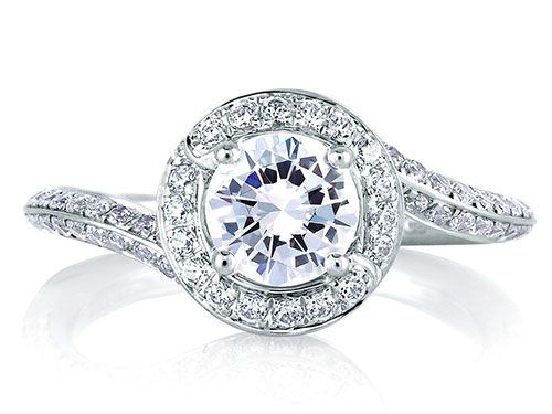A. Jaffe 18k White Gold Signature Spiral Halo Diamond Engagement Ring
