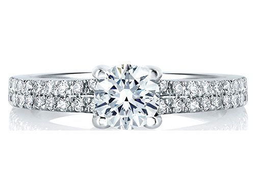 A. Jaffe 18k White Gold Straight Diamond Engagement Ring