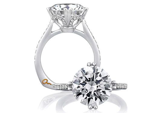 A. Jaffe 18k White Gold Round Statement Diamond Engagement Ring