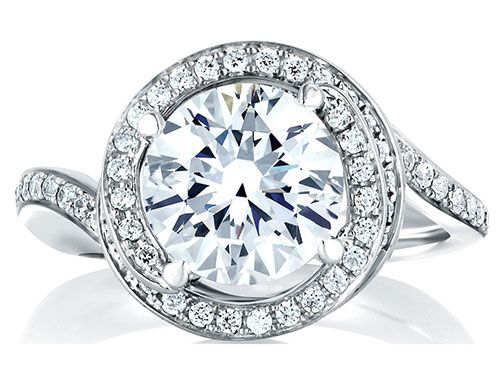 A. Jaffe 18k White Gold Halo Swirl Diamond Engagement Ring