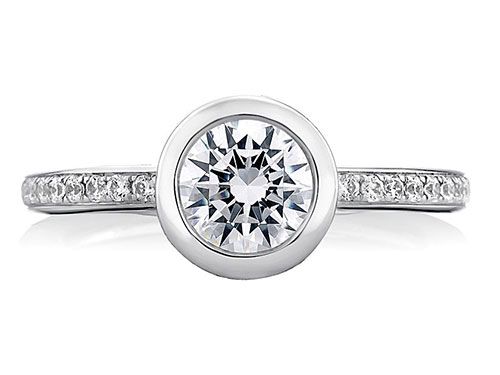 A. Jaffe 18k White Gold Round Architectural Bezel Diamond Engagement Ring