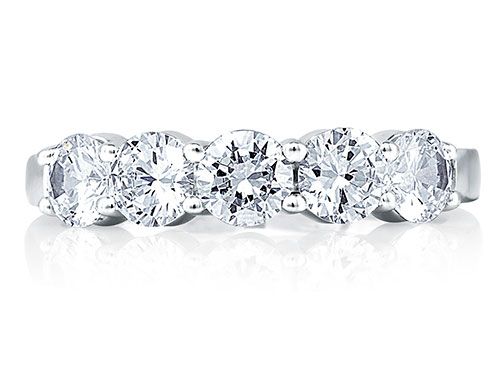 A. Jaffe 18k White Gold Classic Five Stone Shared Prong Diamond Wedding Band