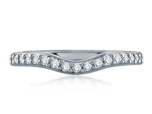 A. Jaffe 18k White Gold Shared Prong Contour Diamond Wedding Band